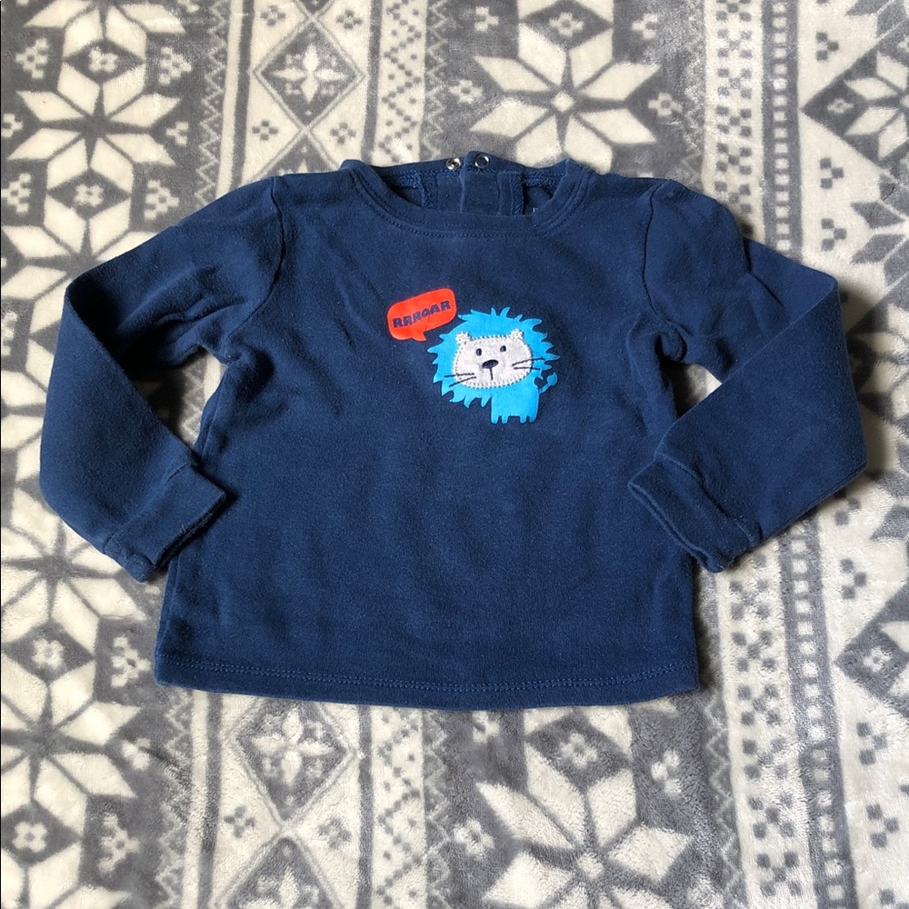 Navy Blue Lion Graphic Long-Sleeve Top - Kids